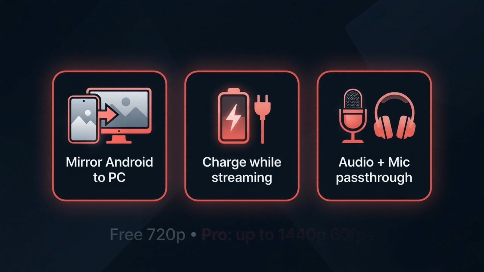 ChargeCast: Mirror Android / Charge while streaming / Audio + Mic passthrough