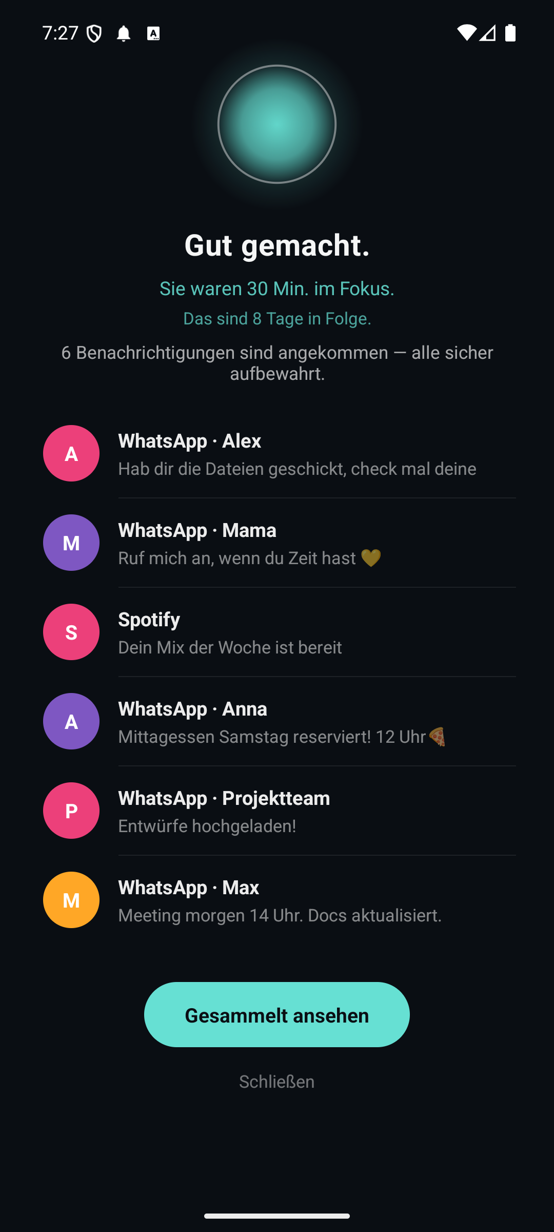 „Das ist eingetroffen, während Sie sich konzentriert haben“