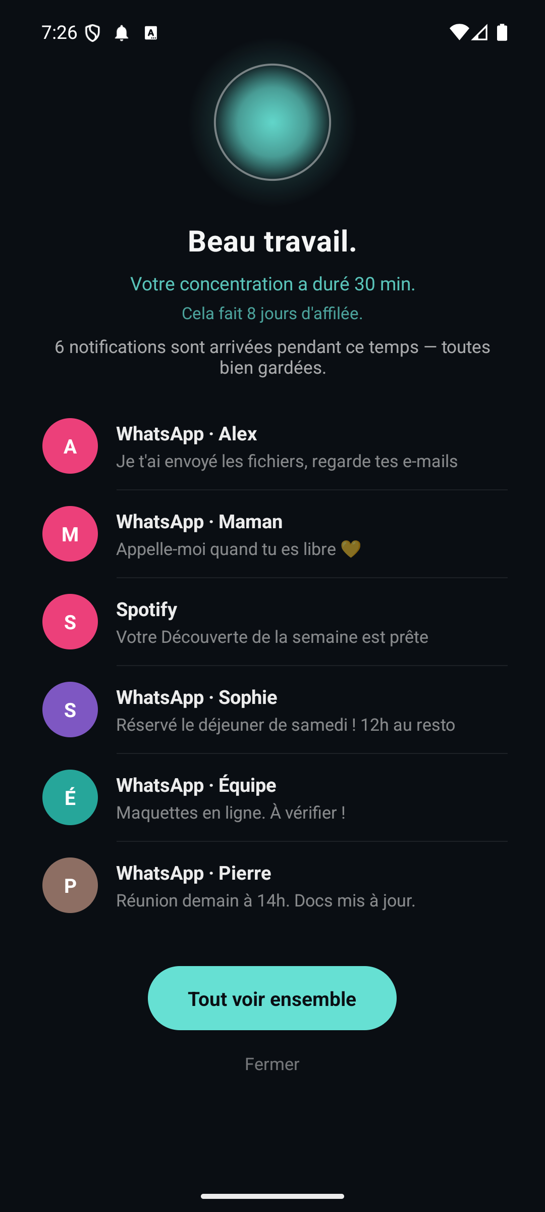 « Voici ce qui est arrivé pendant que vous vous concentriez »